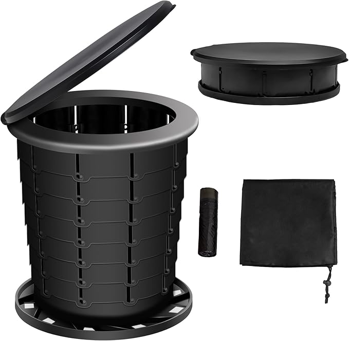 mupera Portable Toilet - Upgrade Foldable Toilet with Waste Bags and Toilet Storage Bag, Multifunctional 8 Gallon Travel Retractable Potty with Lid, for Car RV Boating
