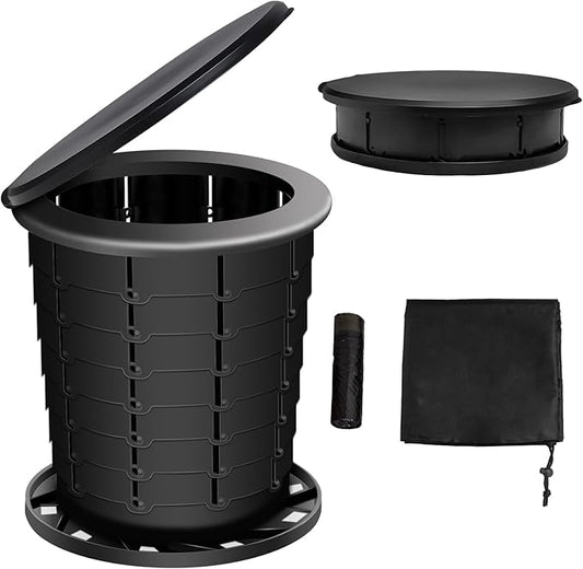 mupera Portable Toilet - Upgrade Foldable Toilet with Waste Bags and Toilet Storage Bag, Multifunctional 8 Gallon Travel Retractable Potty with Lid, for Car RV Boating