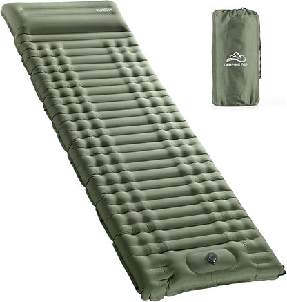 Elegear Self Inflating Sleeping Pad for Camping, 4" Ultra-Thick Camping Mattress Pad with Pillow Built-in Foot Pump Camping Sleeping Mat for Backpacking, Hiking, Portable Camping Pad