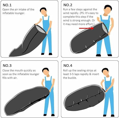 HaiChao Inflatable Lounger Sofa Air Chair Sofa Sleeping Bag Couch Air Sofa Bed for Lakes, Beaches, Garden, Camping (White-Strawberry)