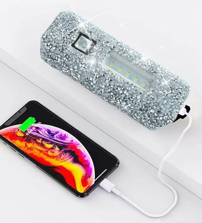 Bling Flashlight Rhinestone Sparkly Glitter Flash Light for Woman Diamond Decor Cute Pink Flashlight Camping Essentials
