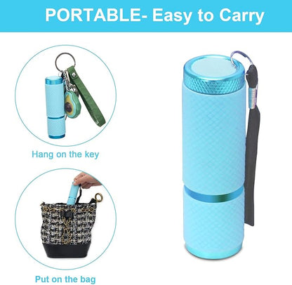 AHIER 9 LED Glow in Dark Flashlights, Rubber Coated Small Flashlights with Straps, Portable Handy Lights for Camping, Hiking, Indoor, Assorted Colors (1 Colors 1 PCS)