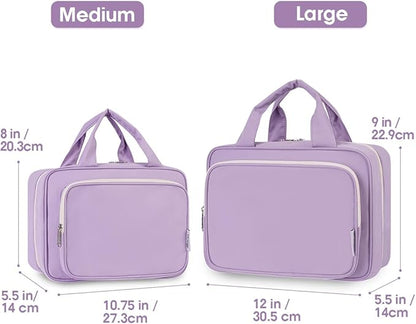 Travel Toiletry Bag for Women Large Hanging Makeup Bag Organizer Toiletries Bag for Full Size Essentials Accessories Cosmetics (Purple (Large))