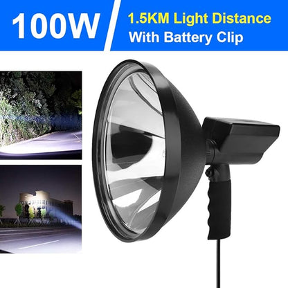 100W LED HID Handheld Spot Lights Xenon Hunting Flash Lights Torch Hunting Spot Light Work Spotlight Camping Fishing Boat Searchlight Outdoor Lighting