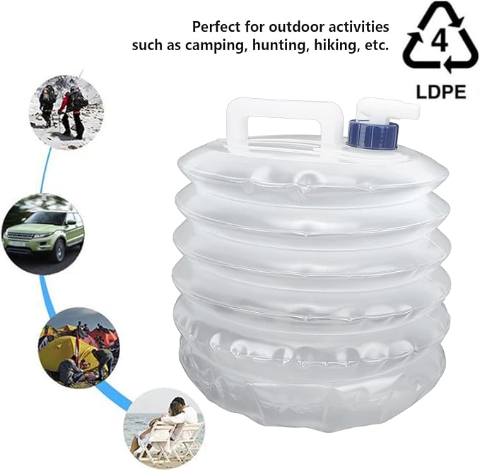 Foldable Water Container, Collapsible Water Container with Spigot Portable Water Storage Jug Carrier for Outdoor Camping Hiking Climbing(15L)