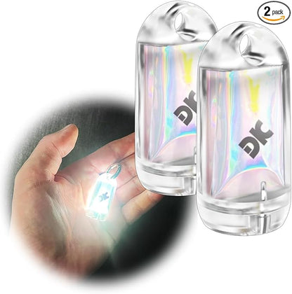 2 Pack USB Mini LED Lantern, Waterproof EDC Keychain LED Flashlight for Camping, Rechargeable Battery Small Stick Lamp Maglite Puck Dog Collar Torch Light for Night Shift Walking (White + Red)