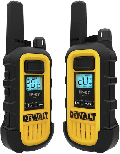 DEWALT DXFRS300 1 Watt Heavy Duty Walkie Talkies - Waterproof, Shock Resistant, Long Range & Rechargeable Two-Way Radio with VOX (2 Pack)