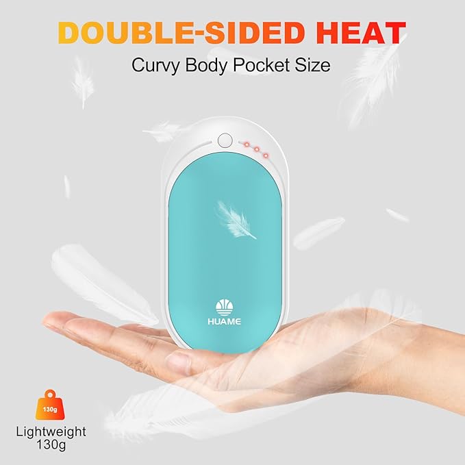 Hand Warmers Rechargeable, Portable Electric Pocket Heater, Reusable USB Hand Warmer with 5200mAh Power Bank, 3 Heat Settings, Winter Essentials for Men Women Hiking, Camping, Skiing