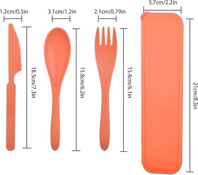 Reusable Travel Utensils Set with Case, 4 Sets Plastic Portable Knife Fork Spoons Tableware for Kids Adults Travel Picnic Camping Utensils