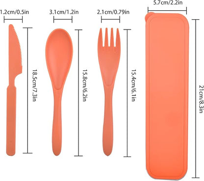 Reusable Travel Utensils Set with Case, 4 Sets Plastic Portable Knife Fork Spoons Tableware for Kids Adults Travel Picnic Camping Utensils