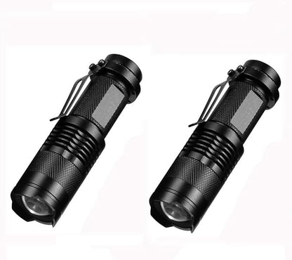 Skysted® (2 Pack A300 Super Mini Bright 300LM Single Mode Zoomable Focus Pocket Flashlight,Powered by 1 x AA or 1 x 14500 Battery(Not Included)
