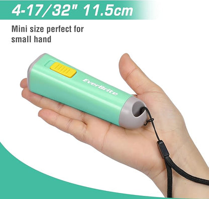 EverBrite Kids Flashlight, Mini LED Flashlight, Plastic Torch Use for Emergencies, Camping, Outdoor with Lanyard 3AAA Battery Included, Green