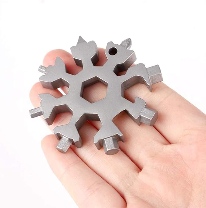 18-in-1 Snowflakes Multi Tool, Stainless Steel Keychain Multitool Portable Snowboarding Screwdriver -Bottle Opener for Christmas Gift for Mens