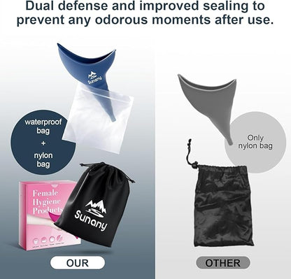 Female Urination Device, Reusable Female Urinal Silicone Women Pee Funnel Allows Women to Pee Standing Up, Portable Womens Urinal is The Perfect Companion for Camping,Outdoor,Travel
