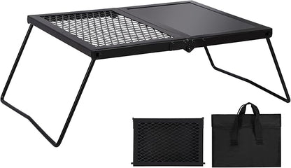 REDCAMP Folding Campfire Grill Heavy Duty Steel Grate, Portable Camp Fire Cooking Racks and Griddle for Outdoor Versatile Campfire Cooking
