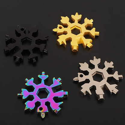 12 Pieces Snowflake Multi Tool Stainless Steel 18-in-1 Snowflake Screwdriver Multitool Bottle Opener Wrench Mens Gifts for Christmas