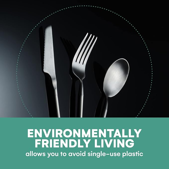 Outlery | Portable & Reusable Stainless Steel Travel Cutlery Set (Raw Silver) - Includes Travel Case for Easy Transport
