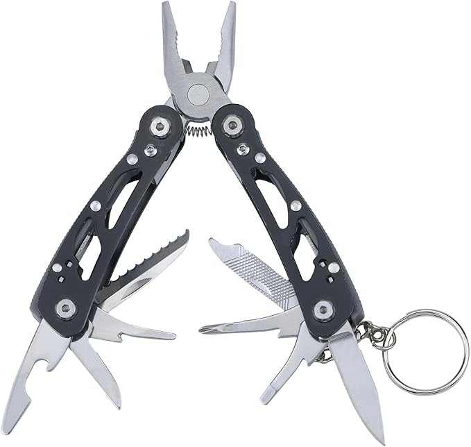 MINI Multitool Pliers, Multitool 14-in-1 Stainless Steel Multi Tools, Replaceable Bits Multitools for Outdoor, Black Camping and Survival Tools, Portable Computer and Bike Gadgets
