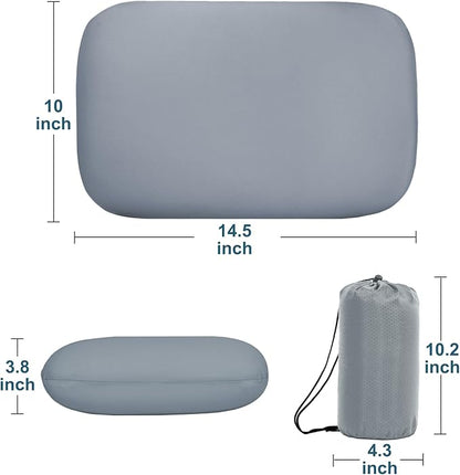 tuphen Camping Pillow Travel Pillow Cooling Memory Foam Pillows for Sleeping Camp Backpacking Airplane Trip Beach Outdoor Lightweight (Grey)
