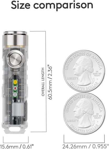 RovyVon 4th USB-C Aurora A8 EDC Flashlight, 6500K LED Max 650 Lumen, Momentary On Keychain Light with Magnetic Clip/Base, Lock Mode, for Checking Outdoor(365nm/Red/White)