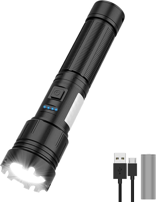 iToncs LED Flashlight Rechargeable, 3500 Lumens Super Bright Magnetic Flashlight with COB Work Light, IPX67 Waterproof, 3+4 Modes, XHP50 Tactical Flashlights for Outdoor Camping Emergency