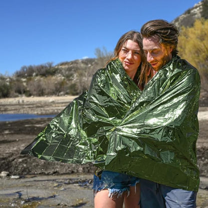 EVERLIT Survival Emergency Mylar Thermal Blanket, Foil Space Blanket Designed for NASA, Body Warmer Blanket for Outdoor, First Aid, Camping Gear, Hiking Travel (4 Pack, Forest Green)