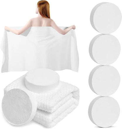 MCPINKY 4PCS Compressed Towel Tablets, 40 x 27.5in Reusable Travel Towels Compressed Bath Towel Portable Magic Towels for Camping Hiking Face Washing Toilet Swim