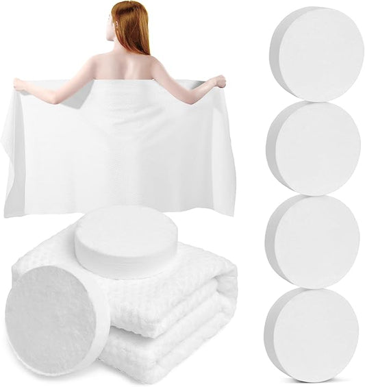 MCPINKY 4PCS Compressed Towel Tablets, 40 x 27.5in Reusable Travel Towels Compressed Bath Towel Portable Magic Towels for Camping Hiking Face Washing Toilet Swim