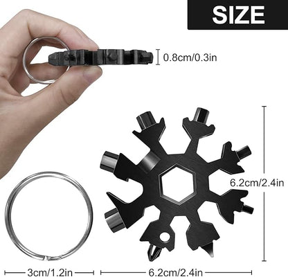 18-in-1 Snowflake Multitool, 12 Packs Stainless Steel Snowflake Wrench/Bottle Opener/Screwdriver Kit, Stainless Steel Portable Star Tool for Christmas Great Gifts