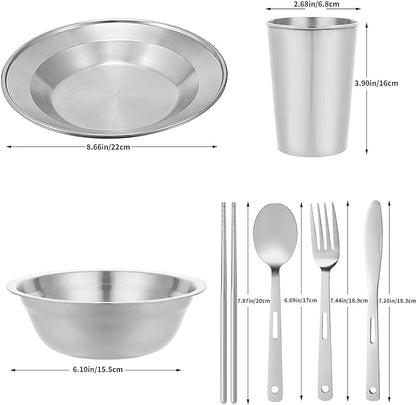 Camping Mess Kit - for camping 1 to 2 person boy scout Camp Dishes camping cooking utensils accessories plates Dinnerware Set Outdoor