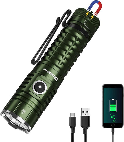 Wurkkos EDC Flashlight Rechargeable High Lumen - TS22 4500 Lumens Super Bright LED Flashlight USB C Charging IP68 Waterproof Regulated Output for Dog Walking Ramping Emergency Hiking