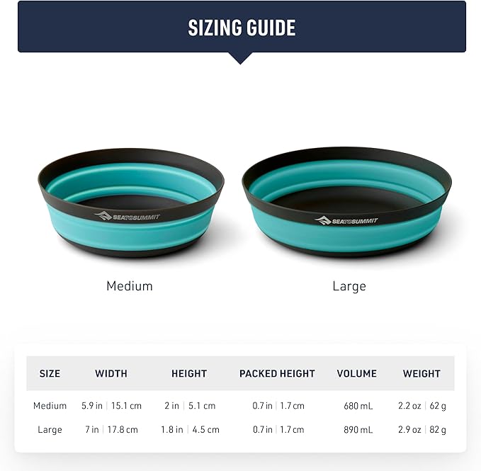 Sea to Summit Frontier Ultralight Collapsible Bowl, Large (30 fl oz), Aqua Sea Blue
