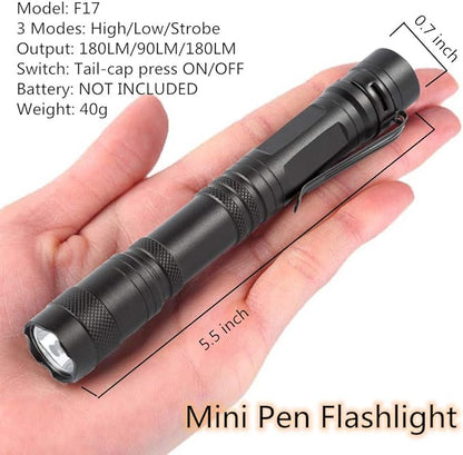 Pen Flashlight, 3 Modes Small Pen Light Flashlight, Super Bright Powered by 2xAA Battery(Not Included) IP54 Waterproof with Pocket Clip Penlight for Emergency, Inspection, Medical -2 Pack