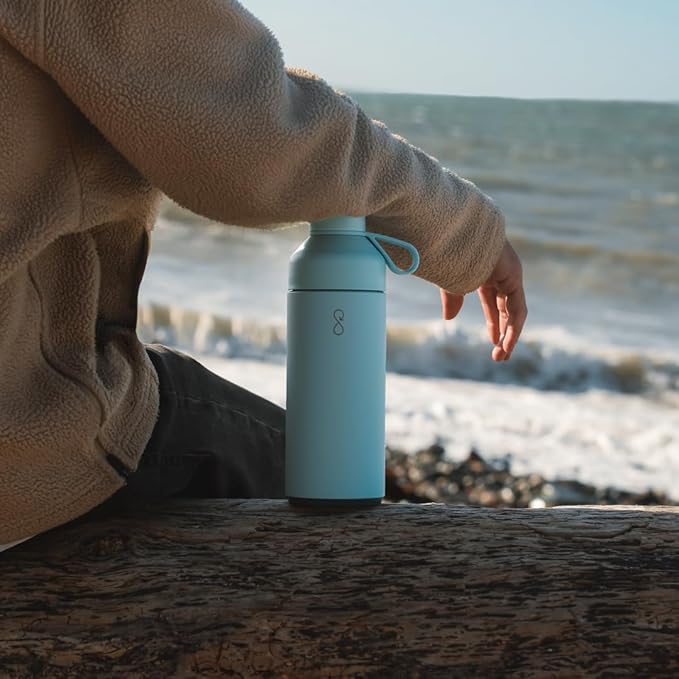 Ocean Bottle - Recycled Stainless Steel Drinks Reusable Water Bottle - Eco-Friendly & Reusable - Sky Blue - 34 oz