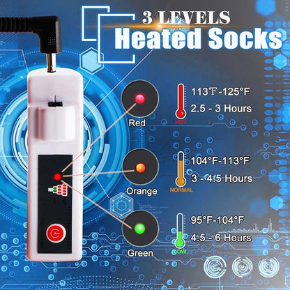 MMlove Heated Socks, Electric Socks Rechargeable Heated Socks for Men Women 3 Heat Settings Winter Thermal Socks, Indoor Outdoor Foot Warmers for Skiiing Hiking Camping Fishing Working