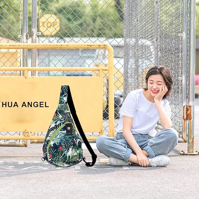 HUA ANGEL Crossbody Sling Bag for Men & Women Lightweight Waterproof Chest Shoulder Bag for Travel Hiking & Everyday Use