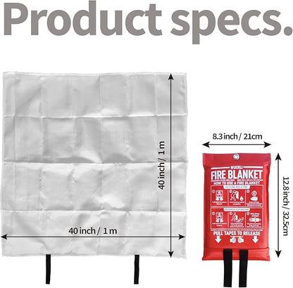 Fire Blanket for Home and Kitchen, 40" x 40", 4 Pack, Emergency Fire Blanket