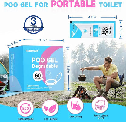 40Packs Poo Gel for Portable Toilet, Absorbent Poo Powder for Liquid Waste and Urine Camping Toilet Outdoor Hiking