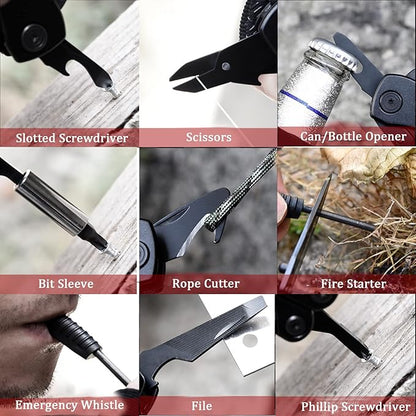Multitool with Pliers, Fire Starter, whistle,Scissors,Screwdriver, 15 in 1 EDC Multi Tool with Safety Locking, Christmas Stocking Stuffers for Men Dad Gifts, Perfect for Outdoor Camping