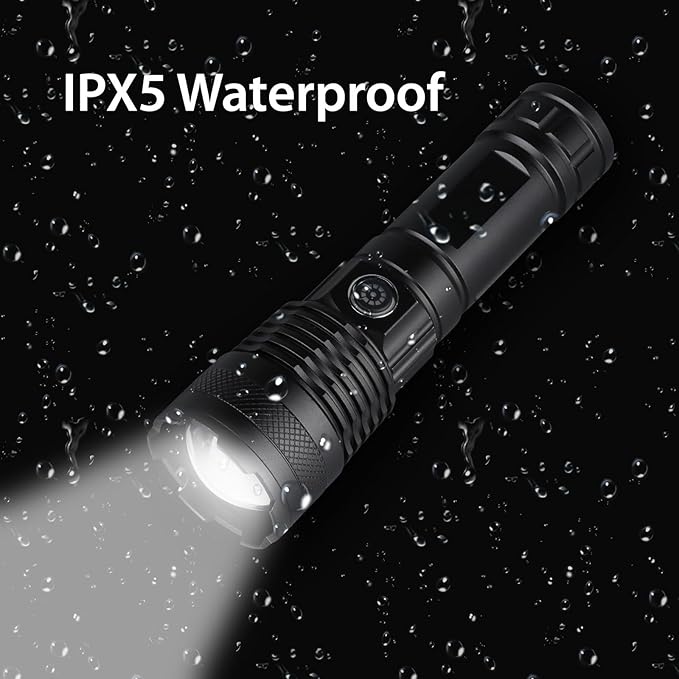 Rechargeable Led Flashlights High Lumens, 250000 Lumens Super Bright Tactical Flashlight, Handheld Powerful Flashlights for Emergencies, Camping, Hiking