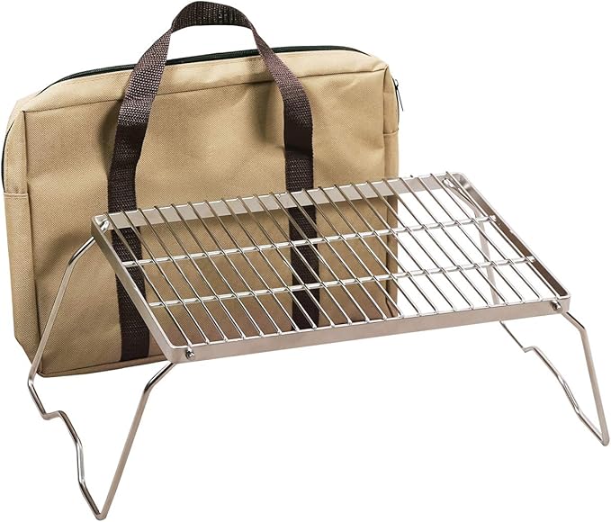 REDCAMP Large Folding Campfire Grill 304 Stainless Steel Grate, Heavy Duty Portable Camping Grill with Carrying Bag