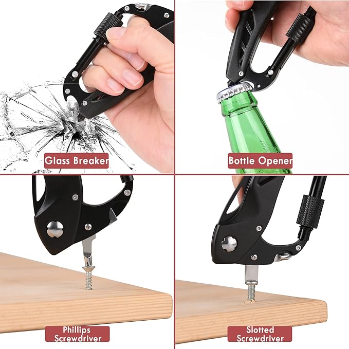 Multitool with Serrated Edge Knife,Edc Tool with Bottle Opener, Window Breaker and Screwdriver,Survival Gear for Outdoor Camping Hiking
