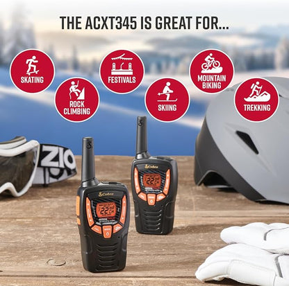 Cobra ACXT345 Weather-Resistant Walkie Talkies for Adults - Rechargeable, 22 Channels, Long Range 25-Mile Two-Way Radio Set (2-Pack)