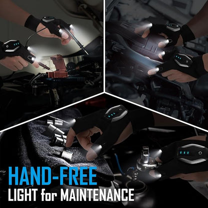 KEZKALS Father's Day Gifts, LED Rechargeable Flashlight Gloves, Mens Gifts for Dad, Birthday Gifts for Men Him, Husband, Grandpa, Fishing Gifts for Men, Gifts for Men Who Have Everything