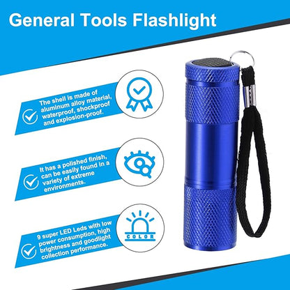 PATIKIL 9 LED Mini Flashlights, Aluminum Pocket Flashlight Torch with Lanyard for Camping, Hiking, Outdoor Emergencies, Blue