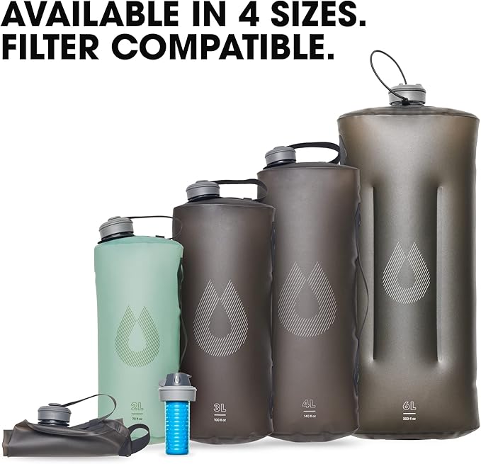 Hydrapak Seeker - Collapsible Water Storage (2L/70oz) - BPA & PVC Free Camping Hydration Reservoir Bag - Mammoth Grey