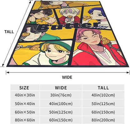 Jung Kook Blanket 60"X80" Soft and Comfortable Warm Fleece Throw Full Picture of Idol Group Blankets Yoga Blankets Beach Blanket Picnic Blankets Gift for Dorm Room Decor Sofa Bed Camping Travel