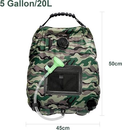 Solar Shower Bag, Solar Heating Camping Shower Bag, 5Gal(20L) Portable Camping Shower Bag, with Removable Hose and On-Off Switchable Shower Head, for Outdoor Traveling/Climbing/Hiking/Beach/Swimming