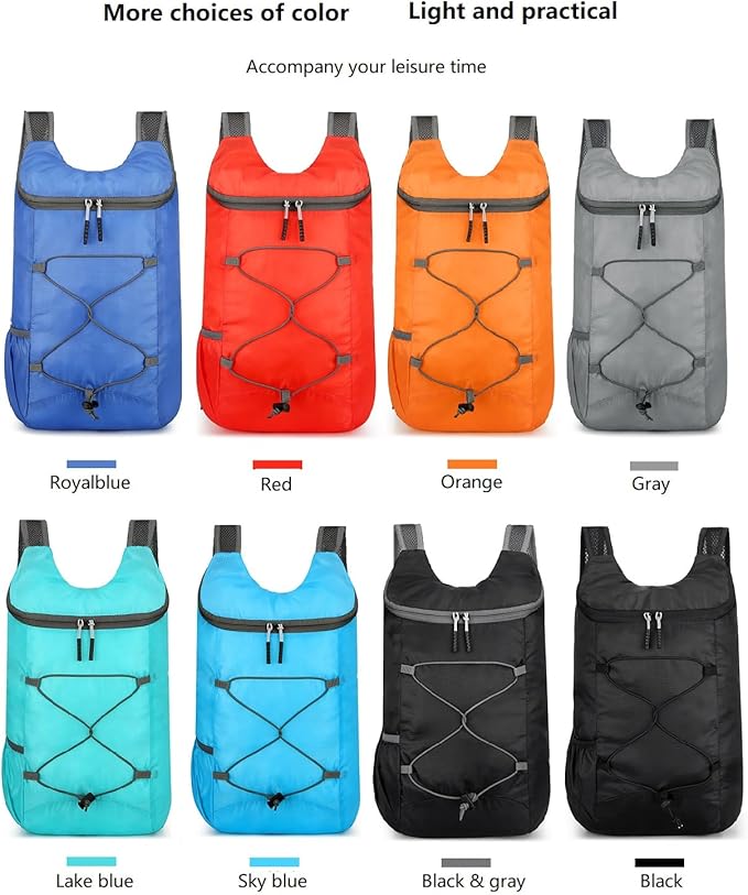 16L Hiking-Daypack Lightweight-Foldable Travel-Backpack Water-Resistant Camping Outdoor Packable Easy Carry-on Bag (Black)