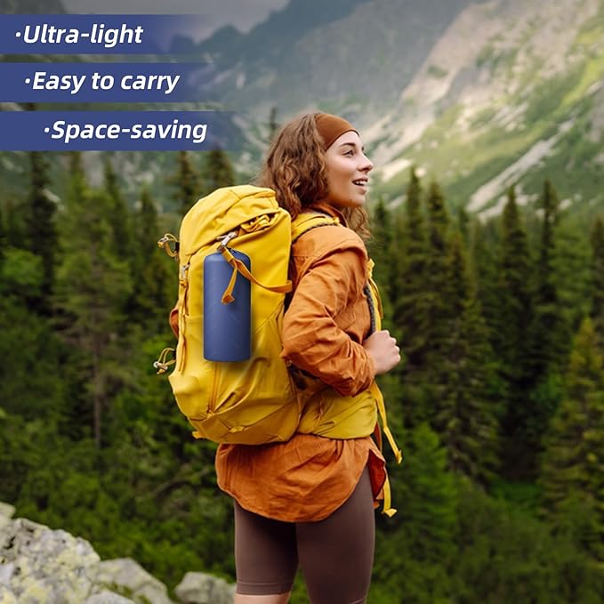 INVOKER 5.12" Camping Sleeping Pad, Ultralight Inflatable Camping mat with Built-in Foot Pump, for Camping, Backpacking, Hiking, Car Travel, Beach, Blue